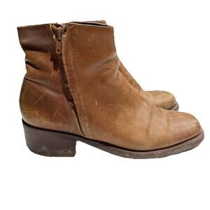 Nicole Women 8.5 Brown Leather Heeled Booties Desert Boots Western